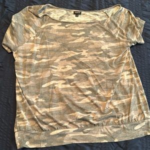Torrid camo off the shoulder t shirt